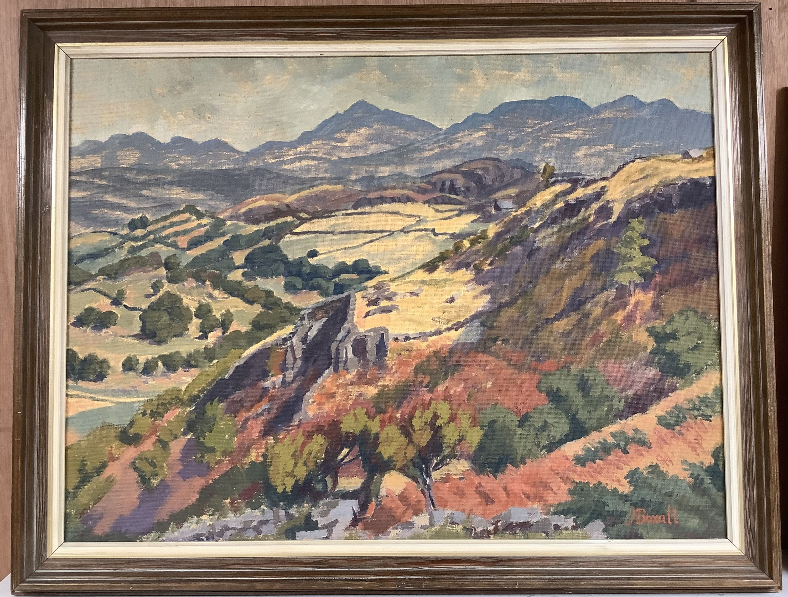 J. Boxall, oil on board, Cnicht from Caen-y-Bach, signed, 44 x 59cm